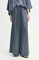 Kalhoty By Malene Birger CLORELLA dámské, modrá barva, široké, high waist, 103309