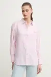 Lněná košile Pepe Jeans DREAM dámská, růžová barva, regular, s klasickým límcem, PL305033