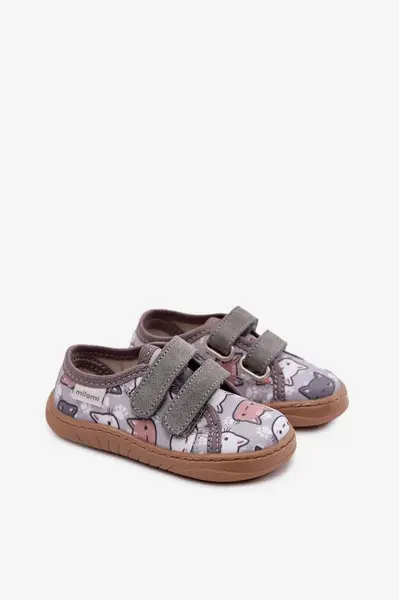 Dětské barefoot pantofle s kočkami Milami šedé