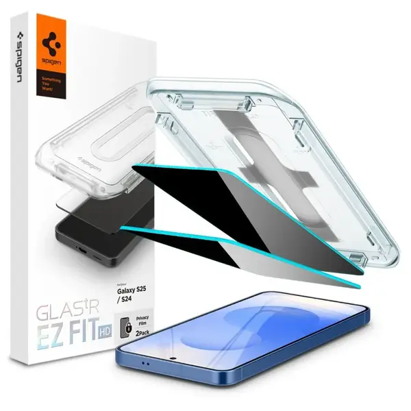 Spigen Glass.TR EZFit Privacy s aplikátorem, 2 kusy, Tvrzené sklo, Samsung Galaxy S24 / S25