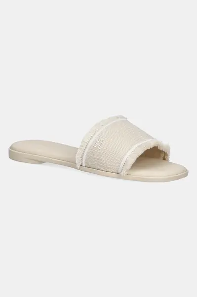 Pantofle Tommy Hilfiger FRINGE CANVAS FLAT SANDAL