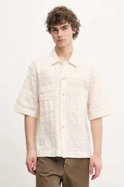 Bavlněná košile Sunflower béžová barva, regular, s klasickým límcem, 1255.