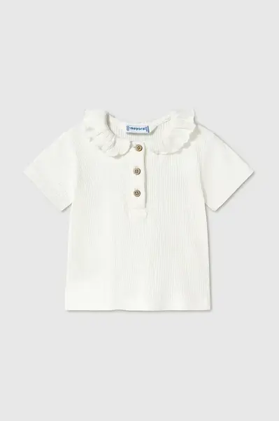 Dětské tričko Mayoral béžová barva, s límečkem, 1104