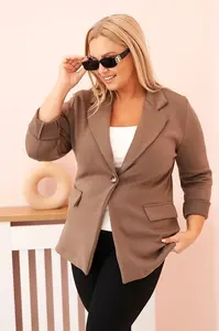 Kesi Włoski Dámská viskózová blazer Plus Size s dlouhým rukávem a límcem fango