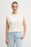 Bavlněný top Dkny béžová barva, DJ5T1397