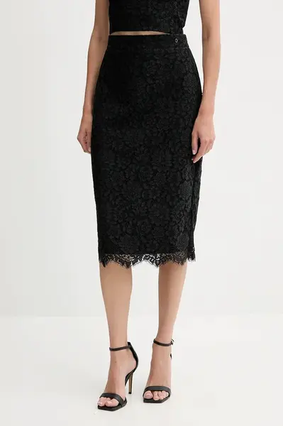 Sukně Guess JOSIANE černá barva, midi, pouzdrová, W5YD12 WHD00