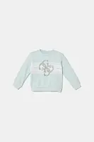 Dětská bavlněná mikina Guess modrá barva, s potiskem, K5YQ01 KA6R4