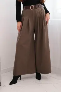 Dámské široké kalhoty s páskem fango