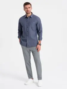 Ombre Men's chino pants with elastic waistband SLIM FIT - grey