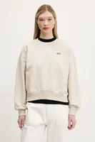 Bavlněná mikina Vans dámská, béžová barva, s potiskem, VN000P5X2N11