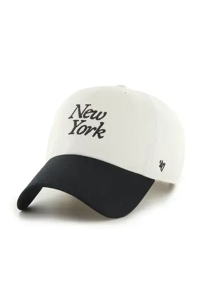 Bavlněná baseballová čepice 47 brand MLB New York Yankees šedá barva, B-FNDSC17GWS-SSF