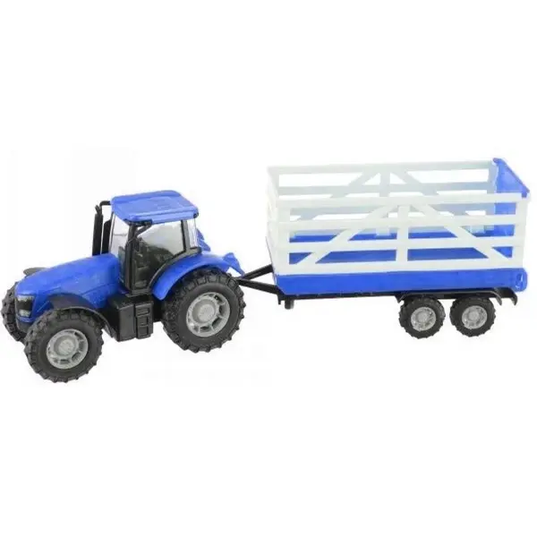 Teamsterz Traktor s prívesom - Modrý traktor s prívesom