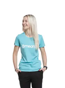Meatfly dámské tričko Ladies MF Logo Mint | Modrá | Velikost S | 100% bavlna
