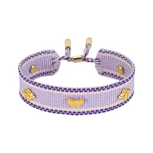 Adjustable Polyester & Alloy Slider Bracelets
