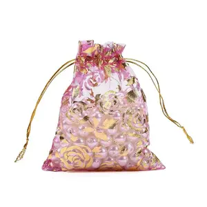 Rose Printed Organza Bags