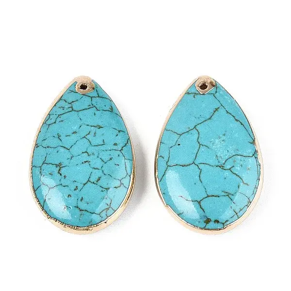 Dyed Synthetic Turquoise Teardrop Pendants