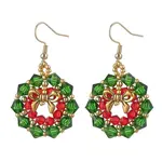 Stainless Steel Glass Christmas Wreath Dangle Earrings