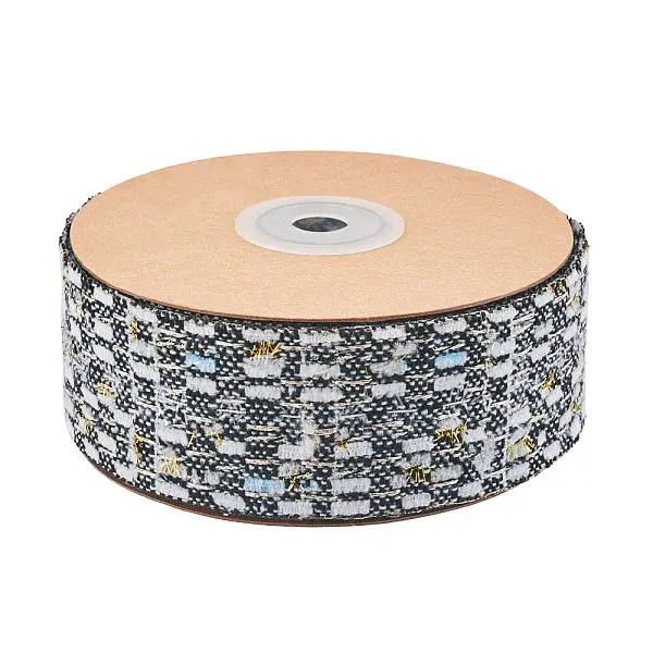 10 Yards Polyester Ribbon with Metallic Trimming