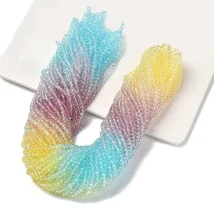 Transparent Painted Glass Beads Strands