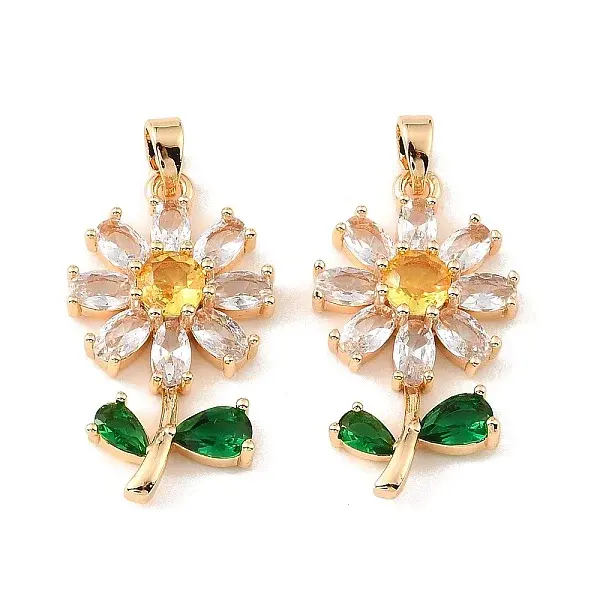 Brass & Clear Cubic Zirconia Pendants