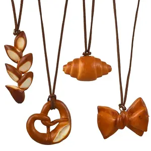 4Pcs 4 Styles PVC Simulated Bread Pendant Decorations