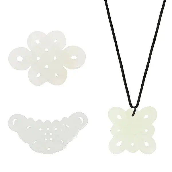 3Pcs 3 Styles Natural Xiuyan Jade Pendants