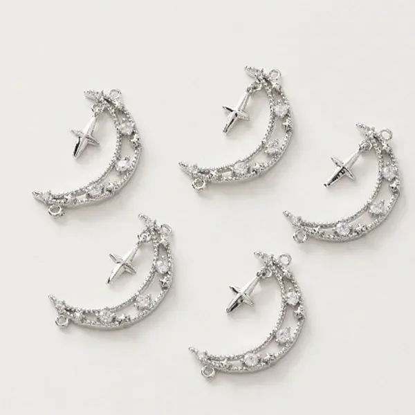 Brass Micro Pave Cubic Zirconia Links Connectors
