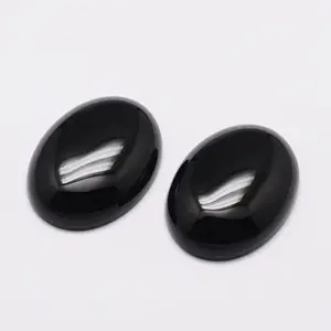 Oval Natural Dyed & Heated Black Agate Cabochons