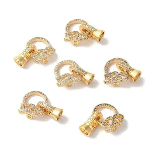Brass Micro Pave Cubic Zirconia Fold Over Clasps