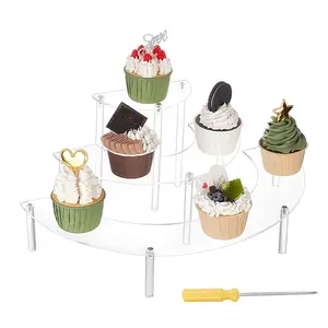 3-Tier Acrylic Semicircle Dessert Display Risers