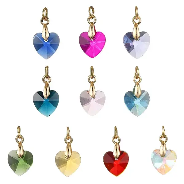 10Pcs 10 Colors Glass Pendants