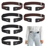 6Pcs 2 Colors Canvas Elastic Invisible Belt with Alloy Buckles