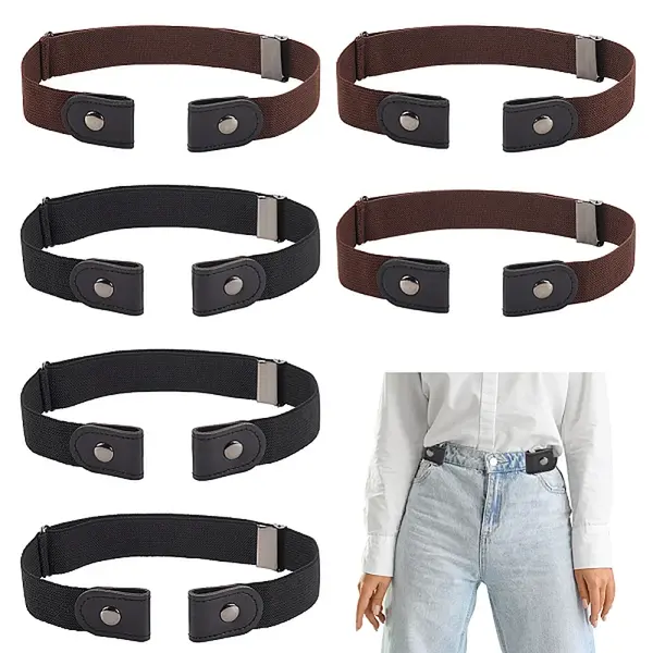 6Pcs 2 Colors Canvas Elastic Invisible Belt with Alloy Buckles