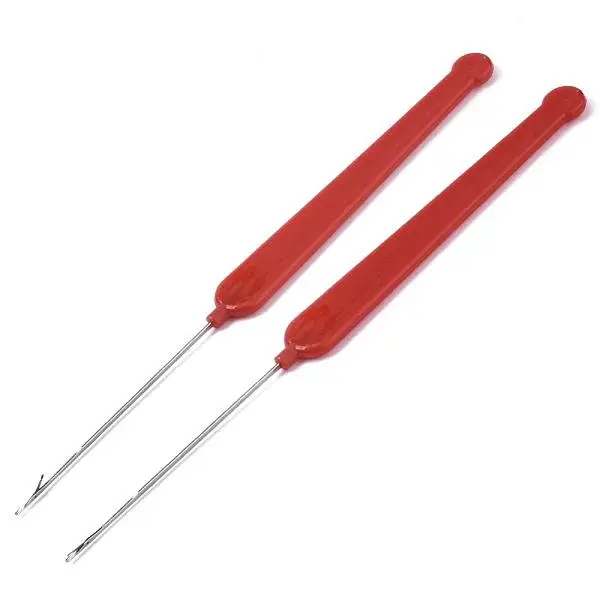Platinum Tone Plastic Handle Iron Crochet Hooks Needles