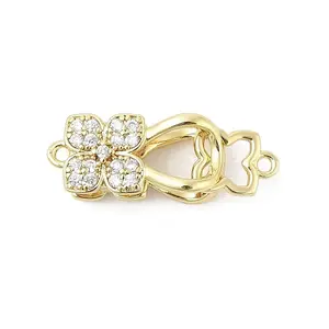 Brass Micro Pave Clear Cubic Zirconia Interlocking Clasps