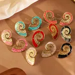 304 Stainless Steel Enamel Conch Stud Earrings