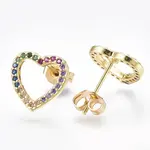 Brass Micro Pave Cubic Zirconia Ear Studs
