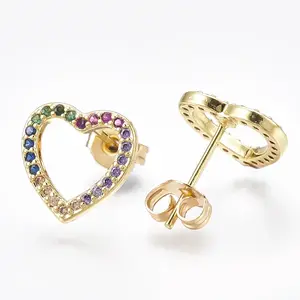 Brass Micro Pave Cubic Zirconia Ear Studs