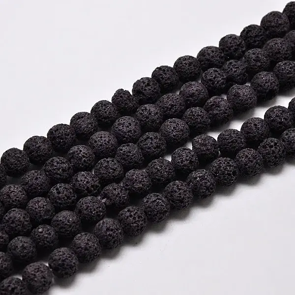 Natural Lava Rock Round Bead Strands