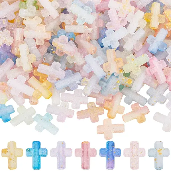 200Pcs Gradient Color Transparent Acrylic Beads