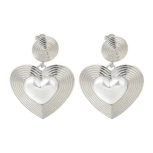 Rack Plating Heart Brass Stud Earrings