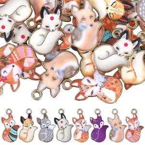 48Pcs 8 Styles Painted Alloy Pendants