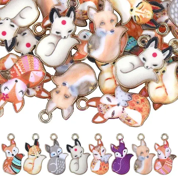 48Pcs 8 Styles Painted Alloy Pendants