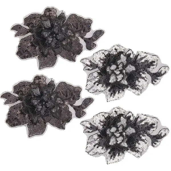 4Pcs 2 Style Fiber Lace Embroidery Sewing Appliques