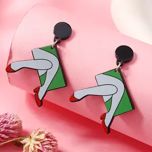 Acrylic Printed Bikini with Unique Stud Earrings