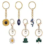 6Pcs Alloy Enamel Pendants Keychain