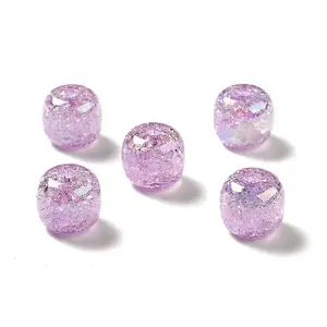 UV Plating Rainbow Iridescent Crackle Acrylic Beads