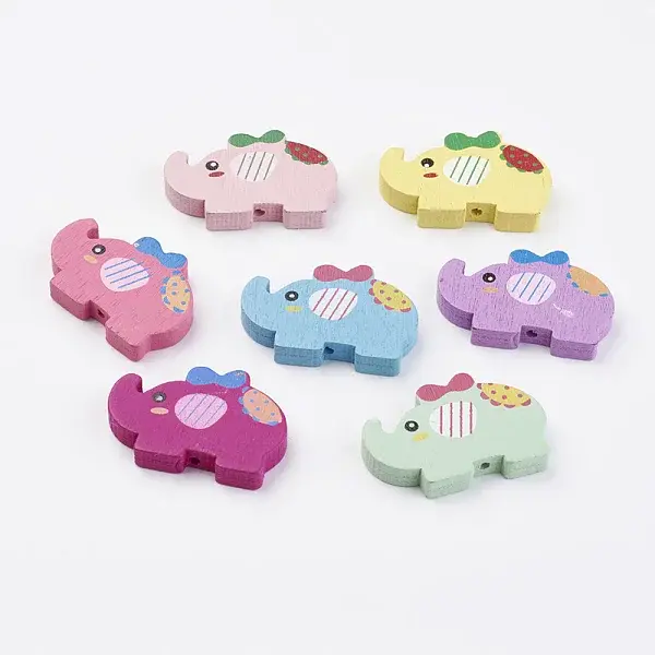 Natural Wood Printed Beads