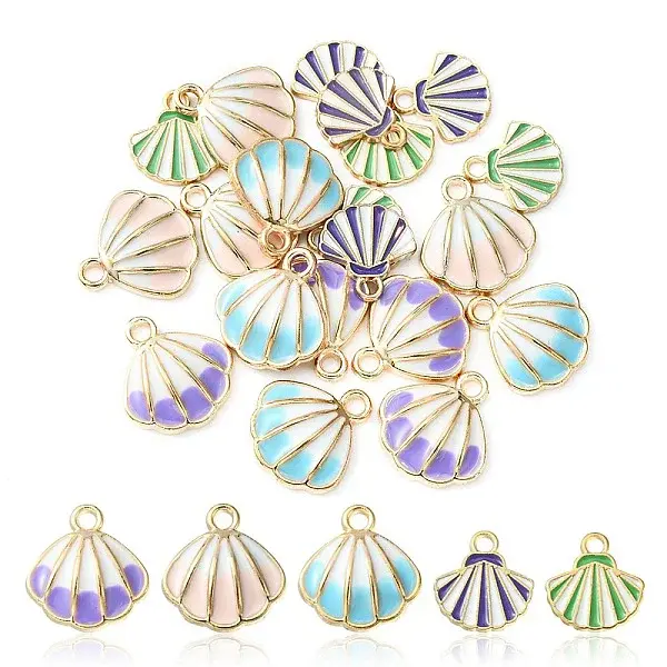 20Pcs 5 Styles Alloy Enamel Pendants