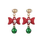 Bowknot Alloy with Acrylic & Brass Bell Stud Dangle Earrings